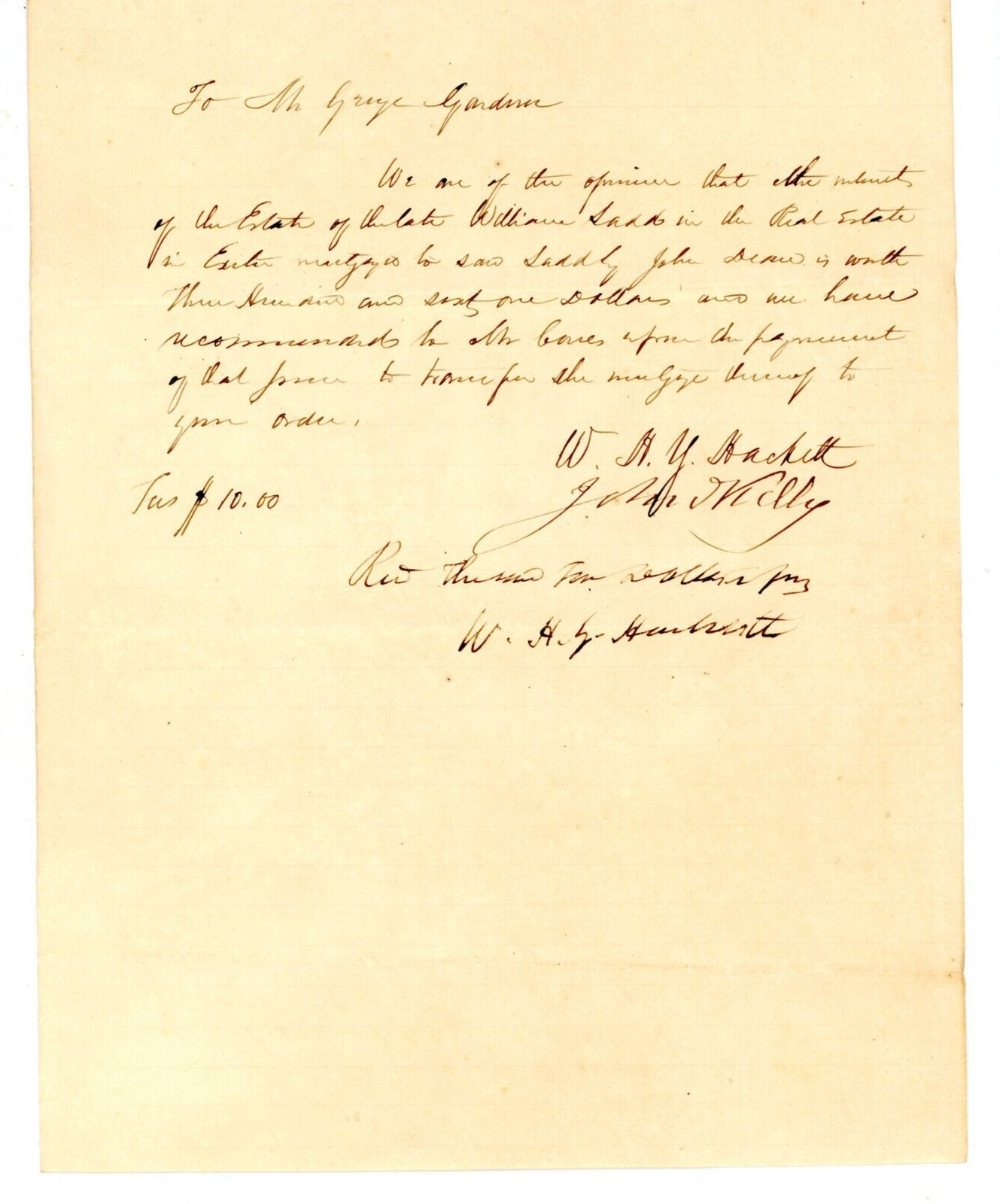 C1840\'s Handwritten Signed Letter William HY Hackett John Kelly New Hampshire