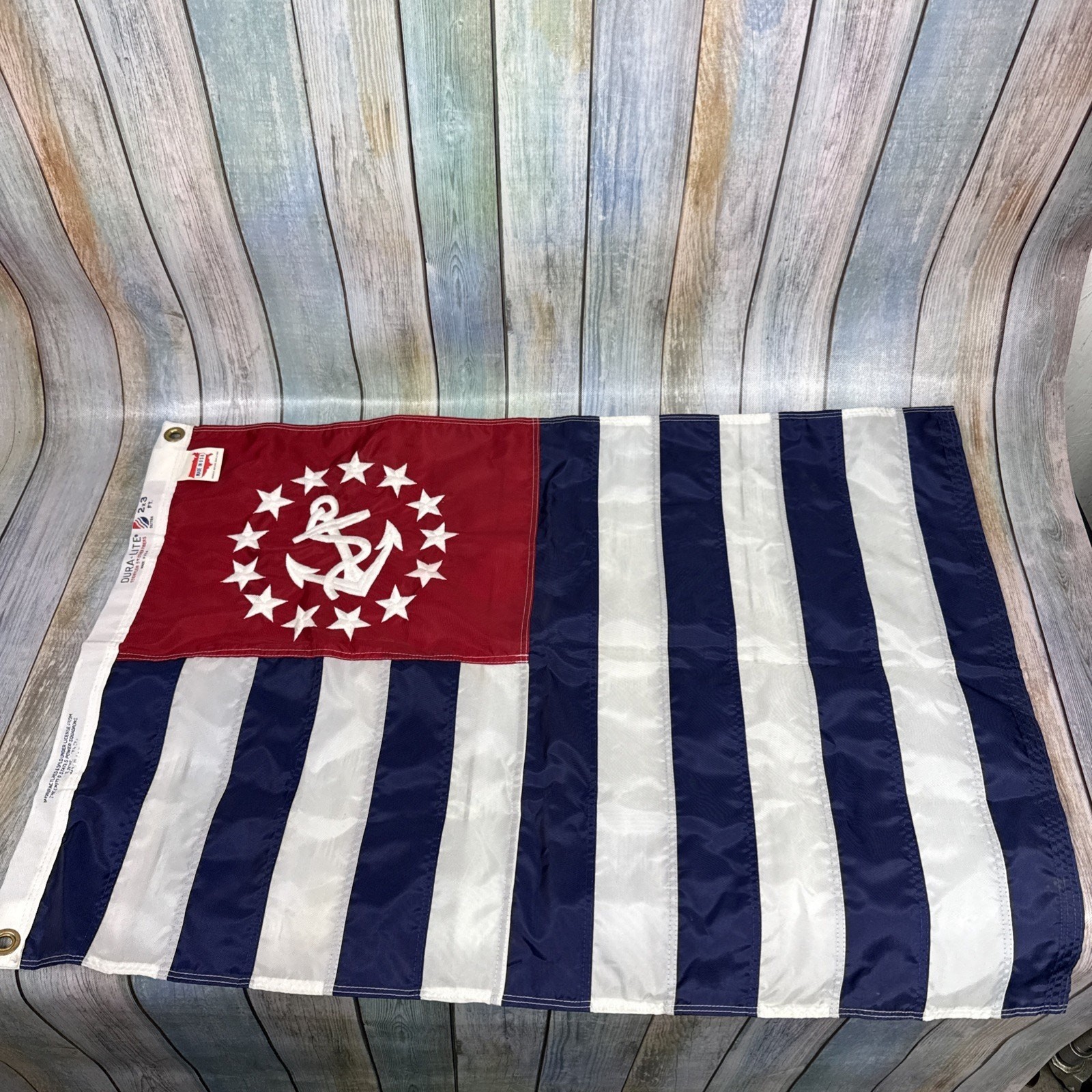 Vintage US Power Squadrons Flag Embroidered Anchor Stars Annin Nylon 2x3 Feet Vintage US Power Squadrons Flag Embroidered Anchor Stars Annin Nylon 2x3 Feet