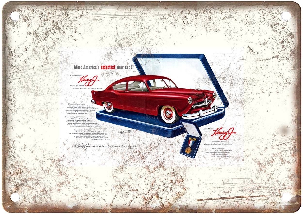 1951 Henry J Vintage Automobile Ad Retro Look Metal Sign AM9102 1951 Henry J Vintage Automobile Ad Retro Look Metal Sign AM9102