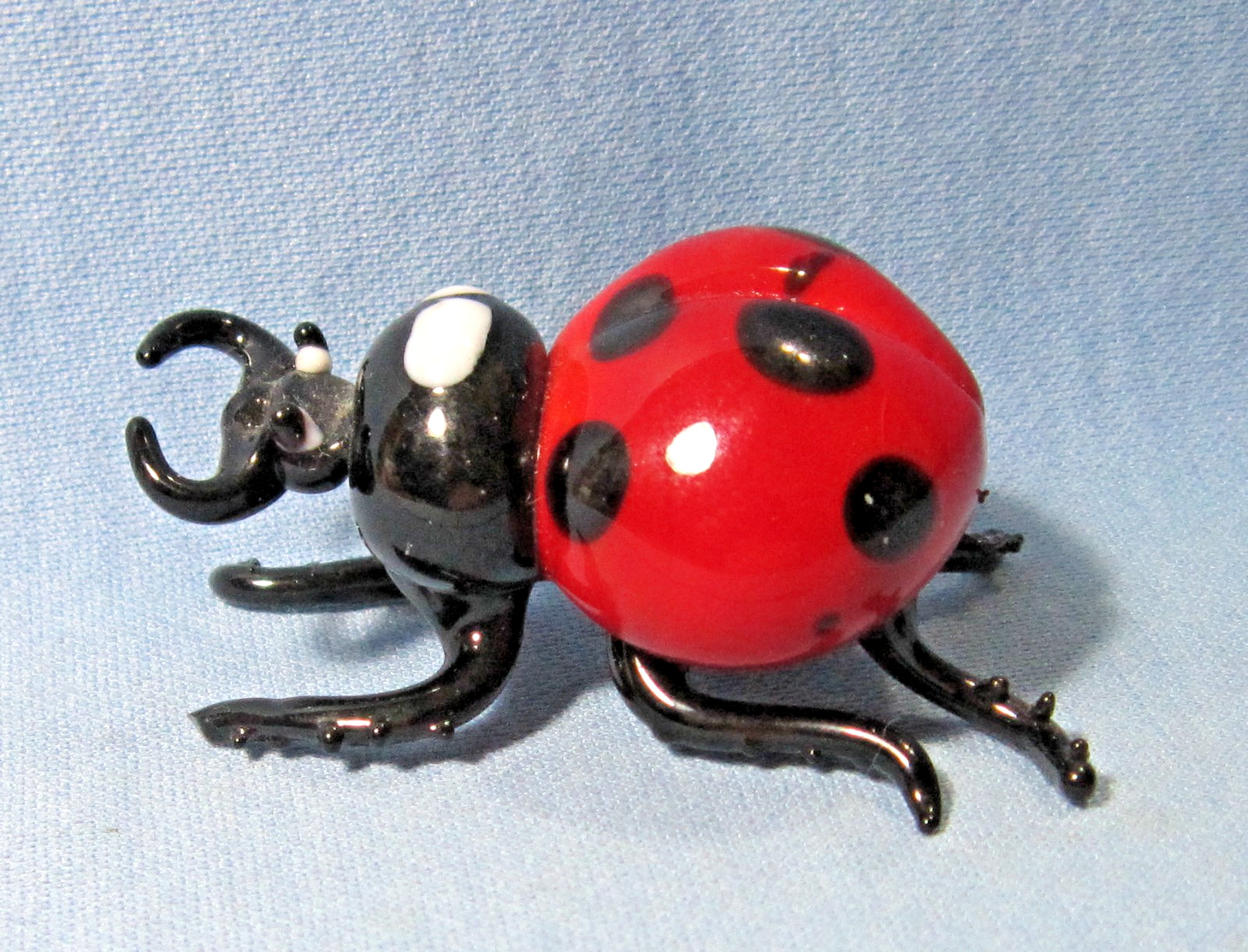 Vintage Murano Glass Red & Black LADY BUG Figurine   Italy Art Glass