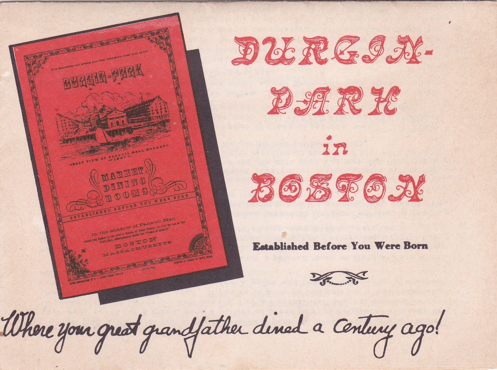 1960\'s Durgin Park Restaurant Boston Baked Beans Recipe Brochure