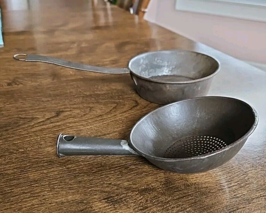 2 Antique Farmhouse Strainers with Handle 1 Is GERMANY