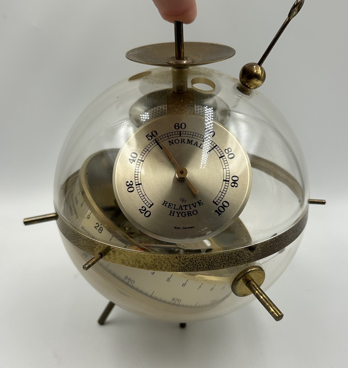 Vintage Huger BGM Sputnik Weather Station West Germany MCM Globe Barometer AS IS