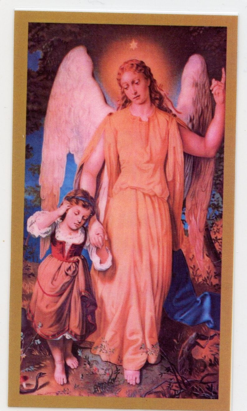 Prayer to Your Guardian Angel (12) U- Laminated  Holy Cards.  QUANTITY 25 CARDS