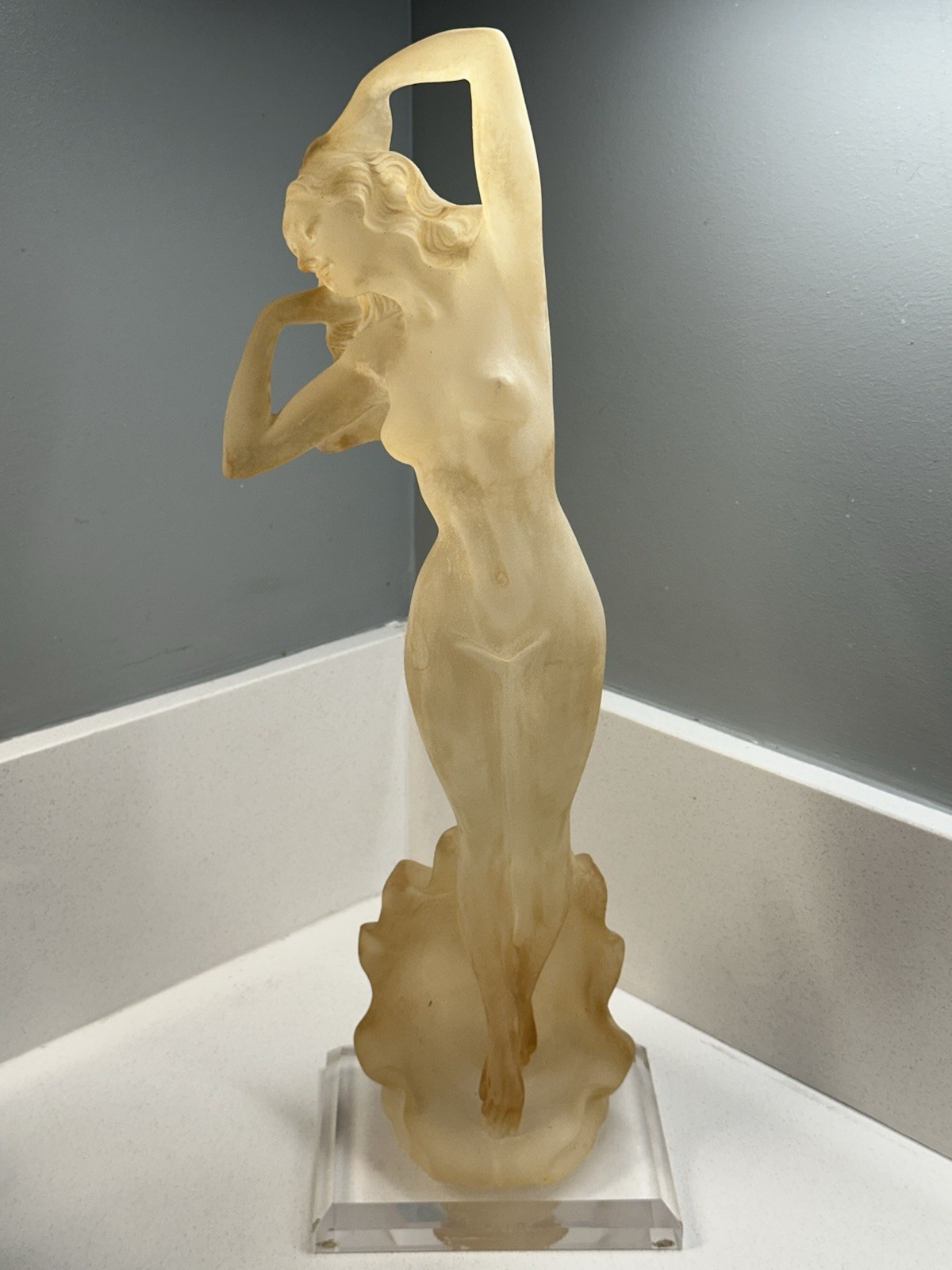 Vintage Frosted Lucite Monique Sculptures.