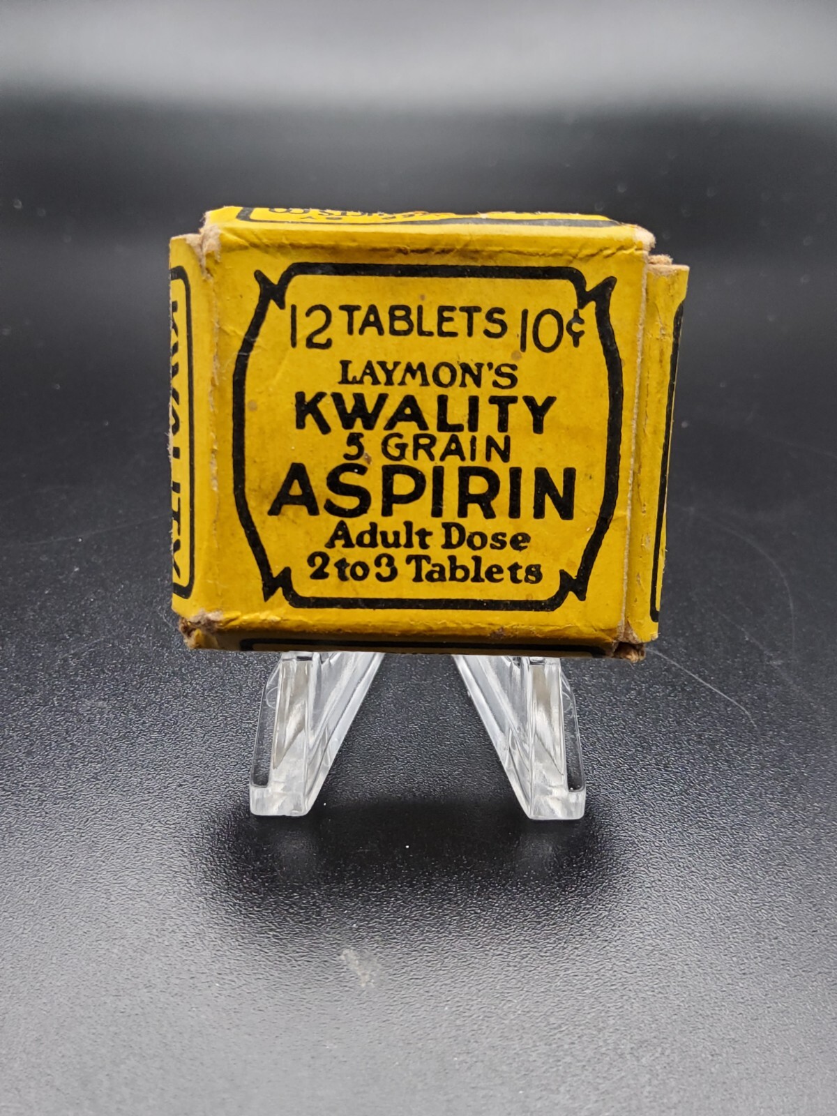 Vintage Medicine Box:  very rare Laymon\'s Kwality 5 gr ASPIRIN ~ empty Box