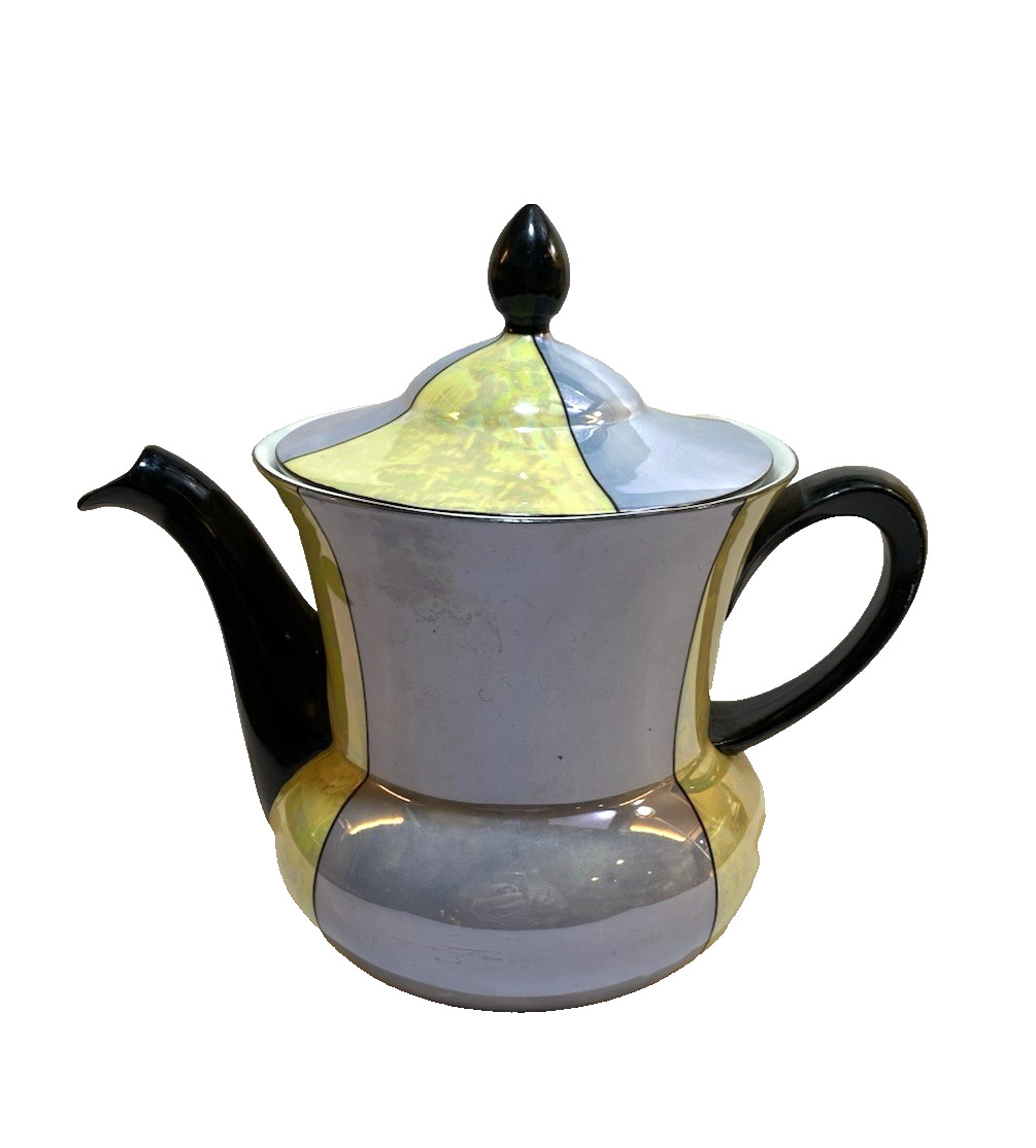 Vintage Czechoslovkian Teapot P.A.L.T. Depose Porcelain Lustreware Black Trim Vintage Czechoslovkian Teapot P.A.L.T. Depose Porcelain Lustreware Black Trim