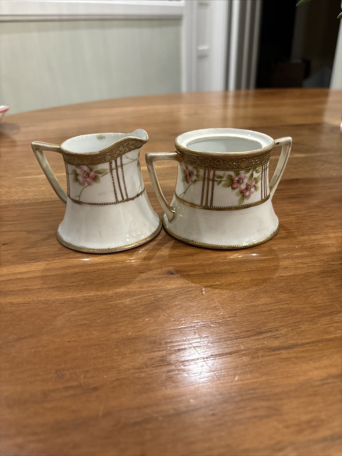 Antique Nippon 3” Cream & Sugar Set - (No Lid)
