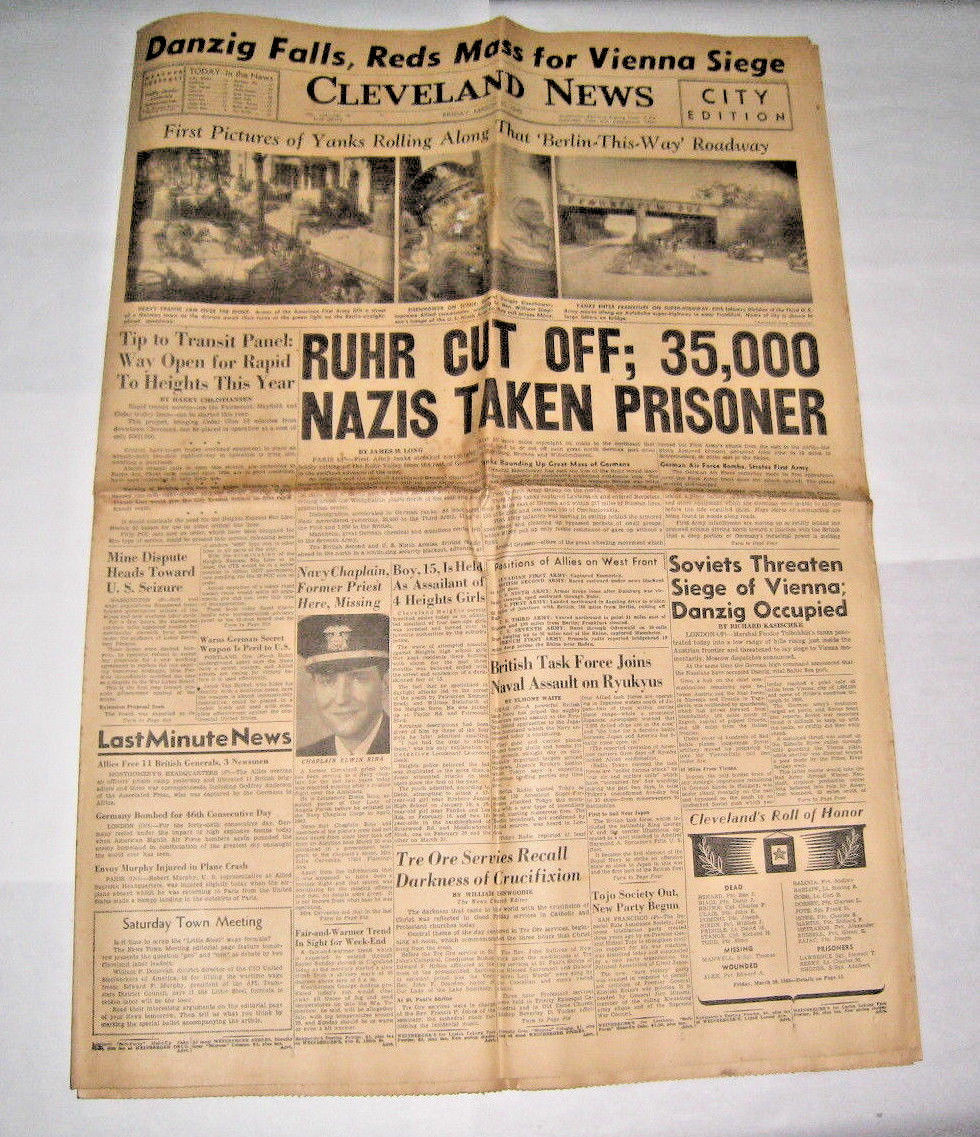 Fri March 30 1945 Cleveland News Pictures of Yanks Rolling Along Berlin This Way