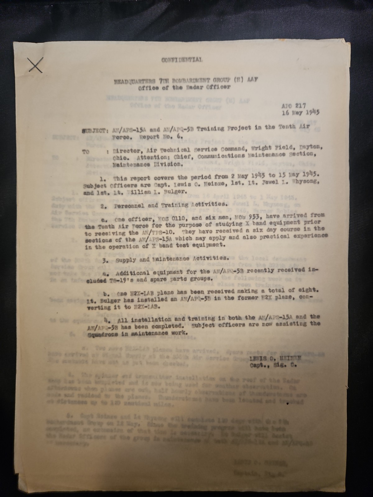 10 Pages Of confidential WWII military report dated May 16, 1945, Air Force Army 10 Pages Of confidential WWII military report dated May 16, 1945, Air Force Army