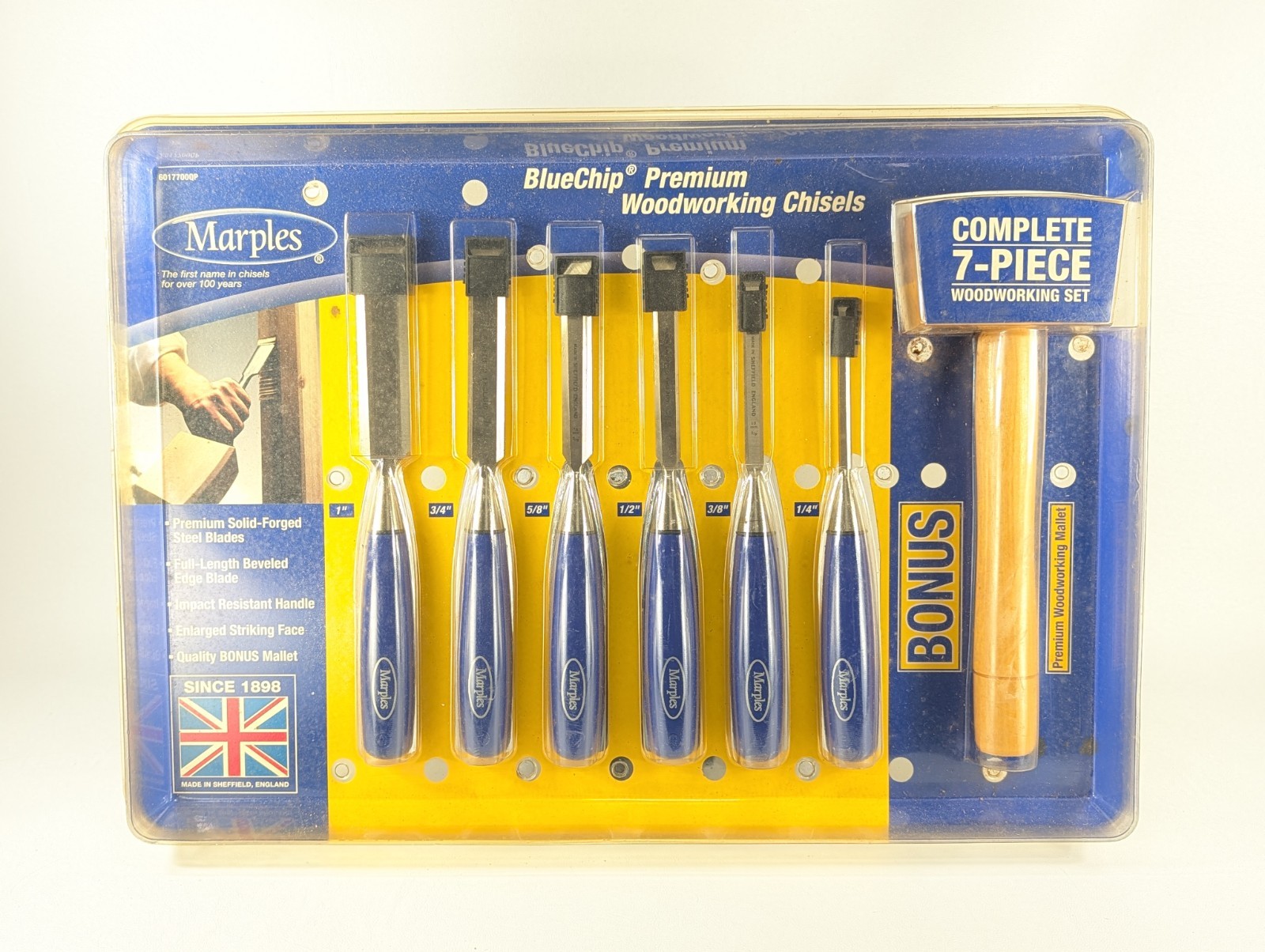 Marples 7-Piece Wood Chisel Set Hand Forged Sheffield England 