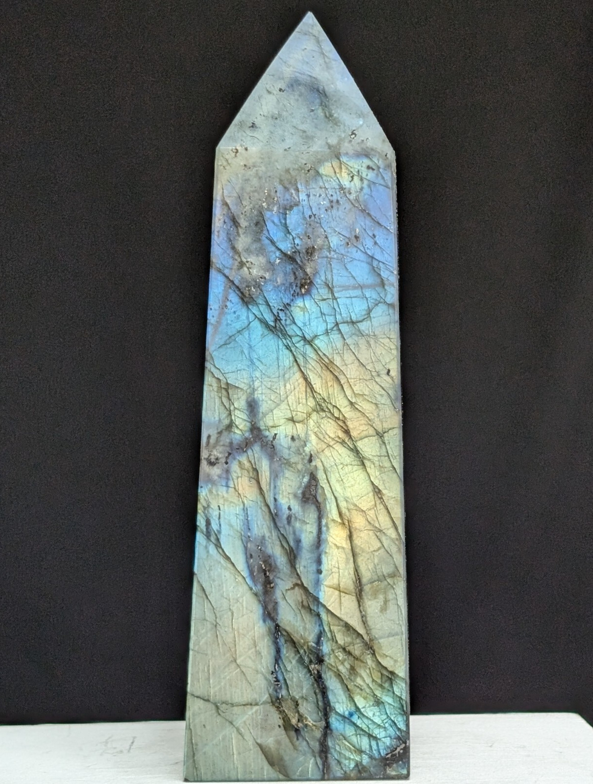 Labradorite Tower Amazing Flash Crystal Large Tall Big Point Chakra Gemstone