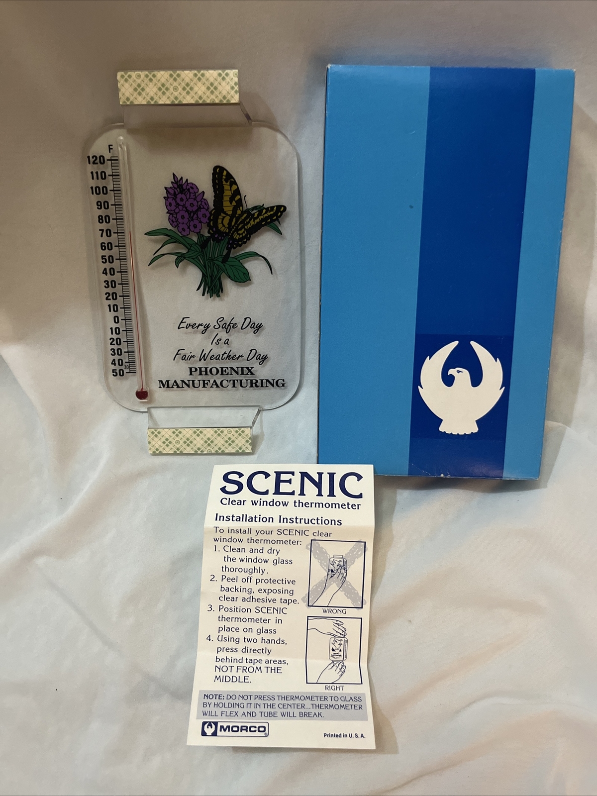 Vintage Morco Scenic Clear Thermometer,Never Used, Original Box And Instruction Vintage Morco Scenic Clear Thermometer,Never Used, Original Box And Instruction