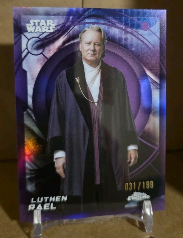 2025-26 Topps Chrome Star Wars Galaxy Andor Luthen Rael Purple /199 #129 2025-26 Topps Chrome Star Wars Galaxy Andor Luthen Rael Purple /199 #129