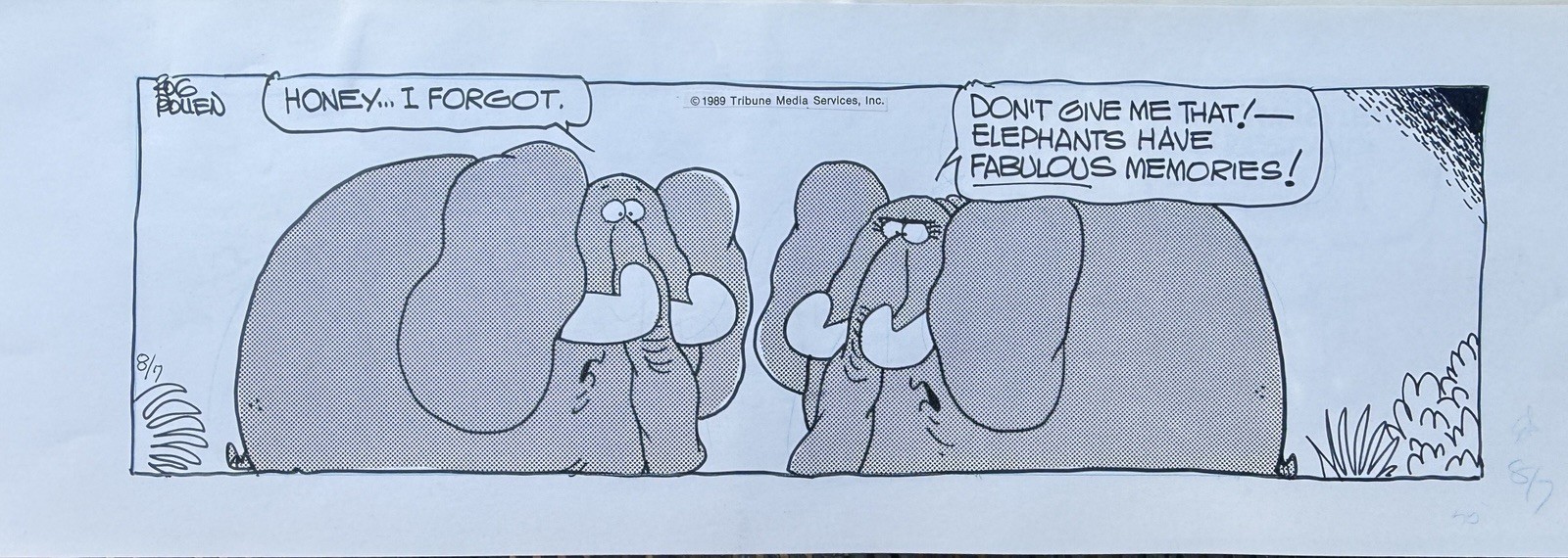 Original Comic Strip Animal Crackers Daily By Rog Bollen Eugene Elephants