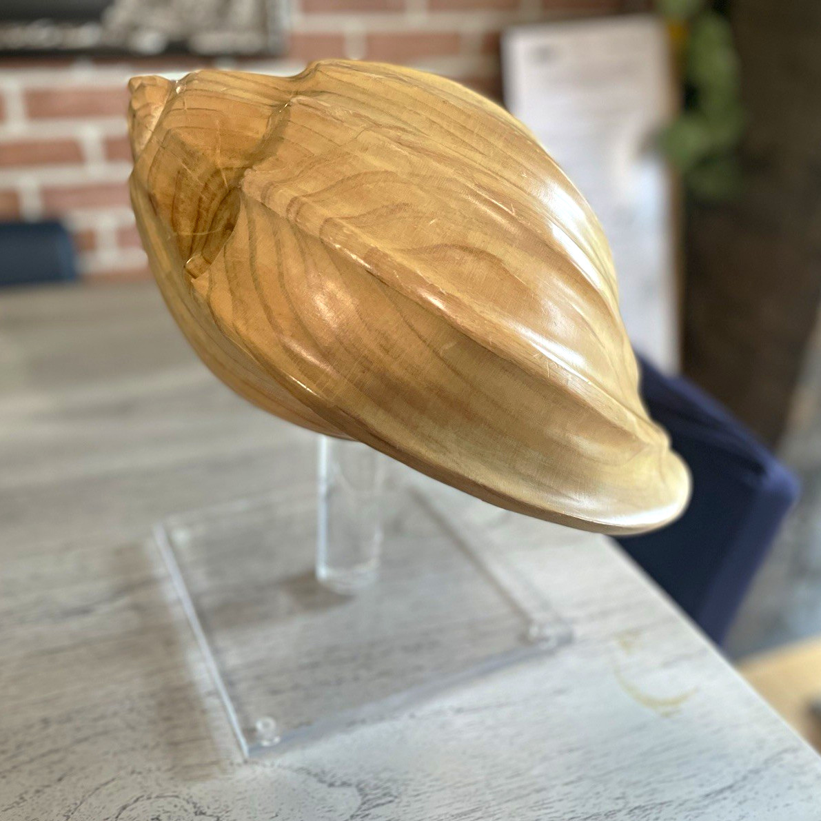 Vintage Sarreid Ltd Large Hand Carved Wood Conch Shell 15” Made in Spain