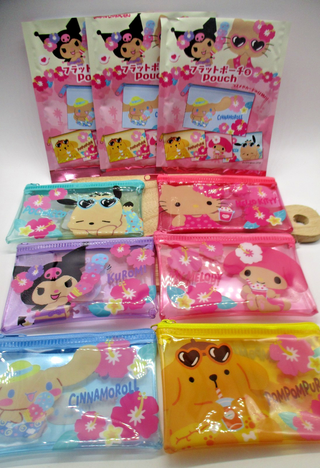 Sunburn SummeSanrio Flat Pouch Complete Set of 6 Hello Kitty Kuromi Cinnamorol