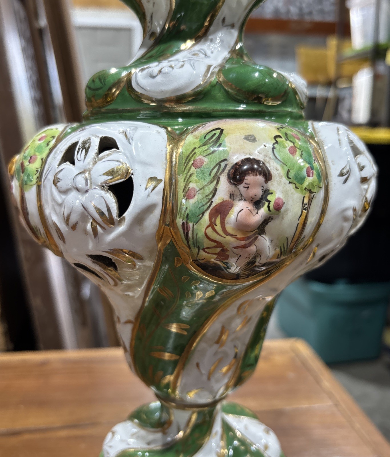 Antique 1954 CAPODIMONTE STELLACRAFT CHERUB Porcelain Lamp Antique 1954 CAPODIMONTE STELLACRAFT CHERUB Porcelain Lamp