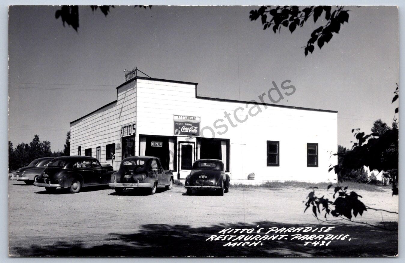 K53/ Paradise Michigan RPPC Postcard c1940-50s Kitto\'s Paradise Restaurant 2 K53/ Paradise Michigan RPPC Postcard c1940-50s Kitto\'s Paradise Restaurant 2