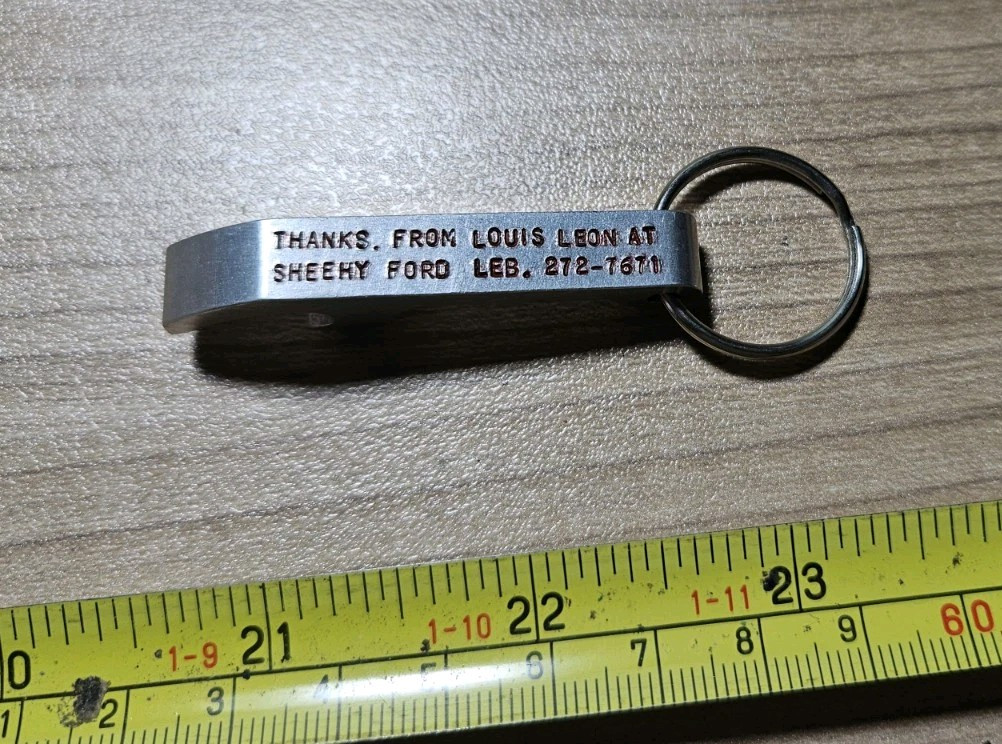 Vintage Louis Leon Sheehy Ford Lebanon PA? Advertising Bottle Opener Keychain