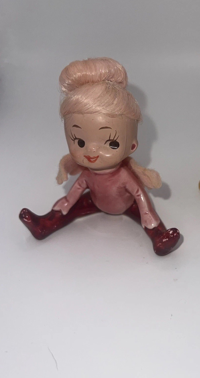VINTAGE NAPCOWARE PIXIE FAIRY GIRL FIGURINE Red