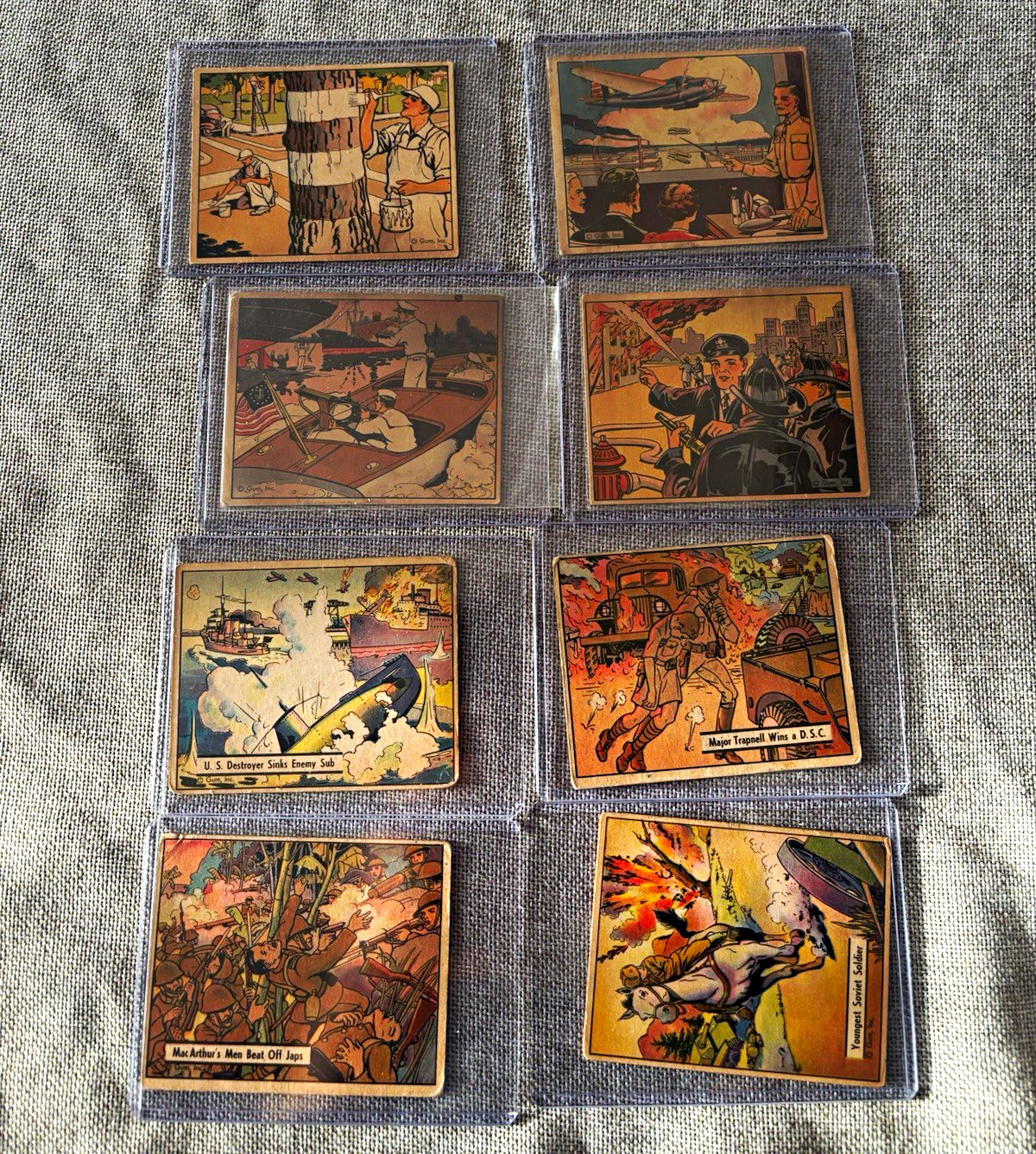 1941 Gum Inc Uncle Sam Home Defense 8 Card Lot #127 High Number WWII R157 R158 1941 Gum Inc Uncle Sam Home Defense 8 Card Lot #127 High Number WWII R157 R158