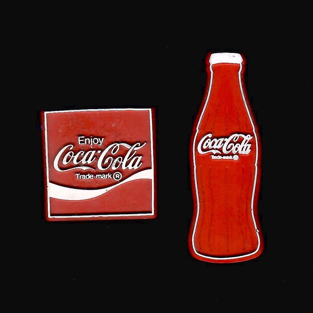 2x Lot Coca-Cola Coke Vtg Rubber Flexible Fridge Magnet Advertising Food '70s