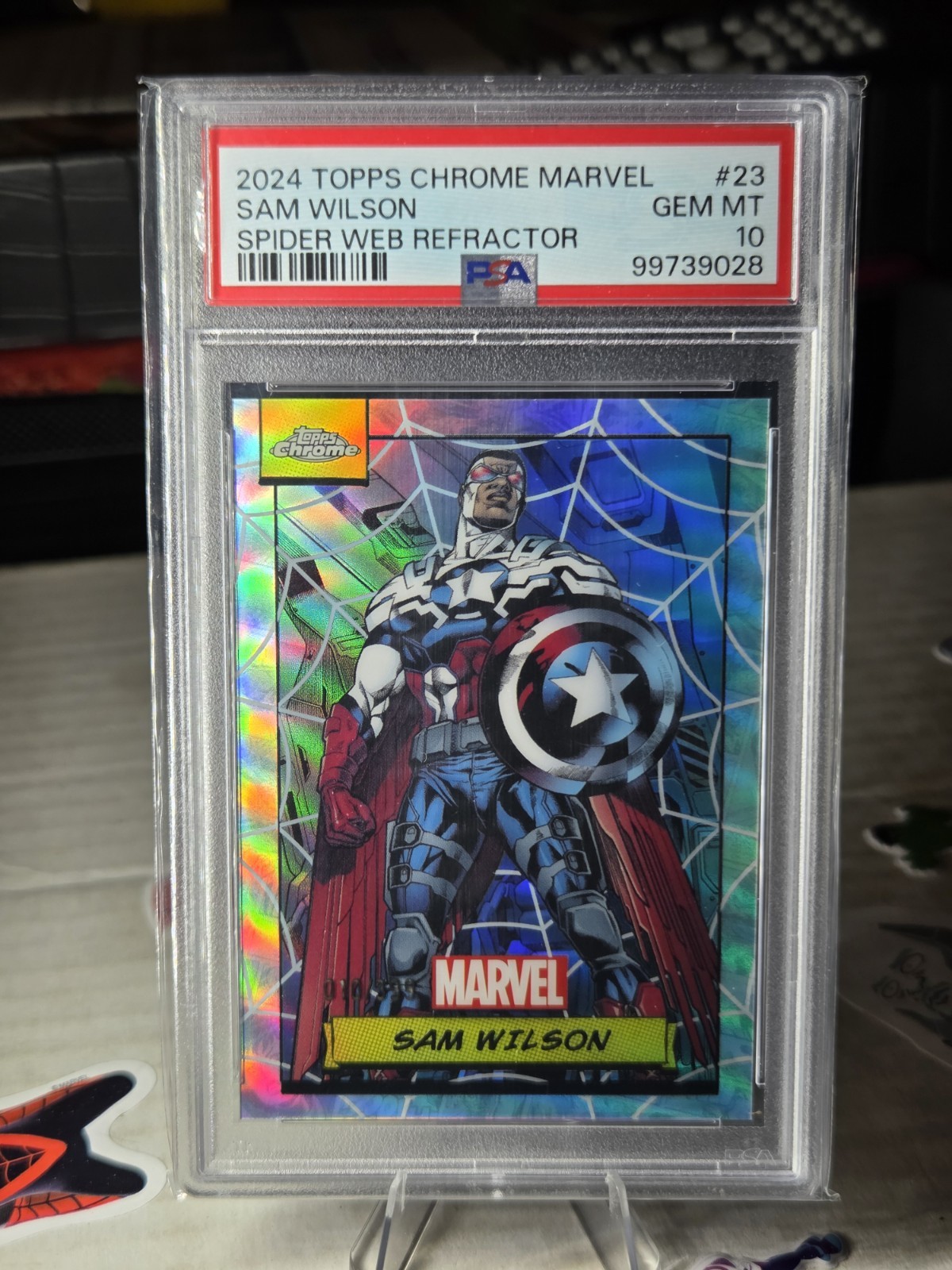 2024 Topps Chrome Marvel Sam Wilson Captain America Web Refractor /399 PSA 10 