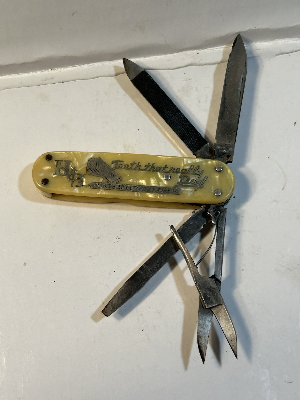 Bristol Line Germany H & L Montebello CA. multi-tool pocketknife advertiser Bristol Line Germany H & L Montebello CA. multi-tool pocketknife advertiser