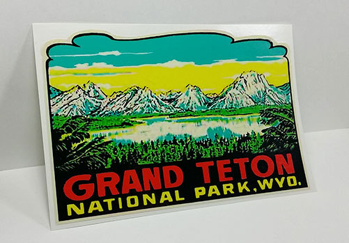 Grand Teton National Park Wyoming Vintage Style Travel Decal / Vinyl Sticker Grand Teton National Park Wyoming Vintage Style Travel Decal / Vinyl Sticker