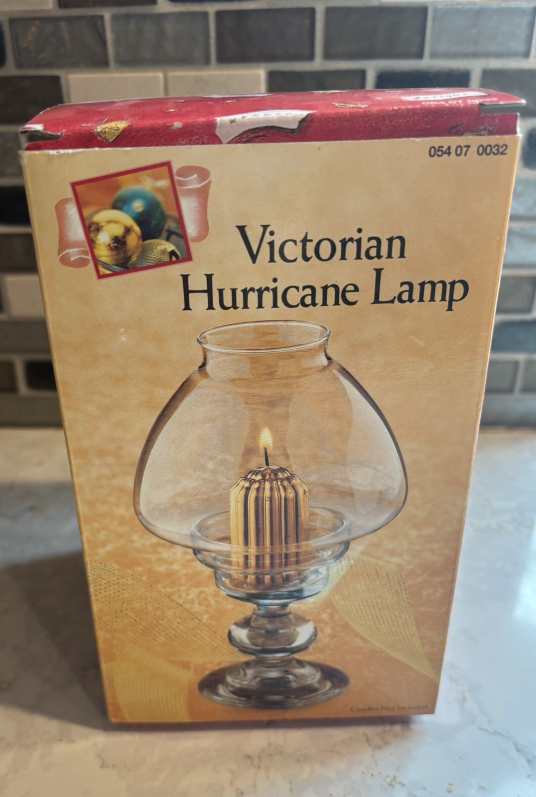 Vintage 1996 Dayton Hudson Victorian Glass Hurricane Candle Lamp w Box