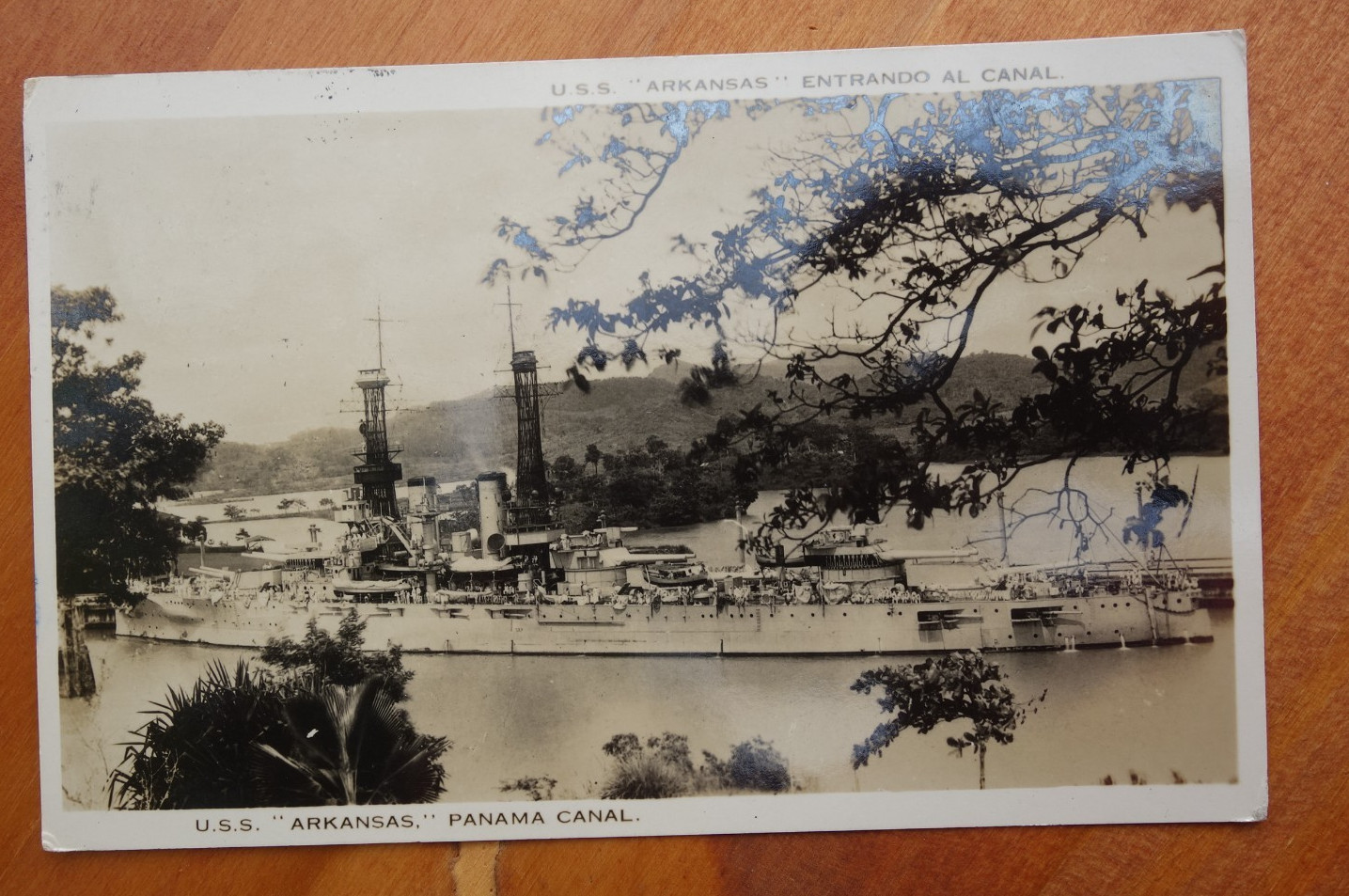 USS Arkansas Panama Canal postcard