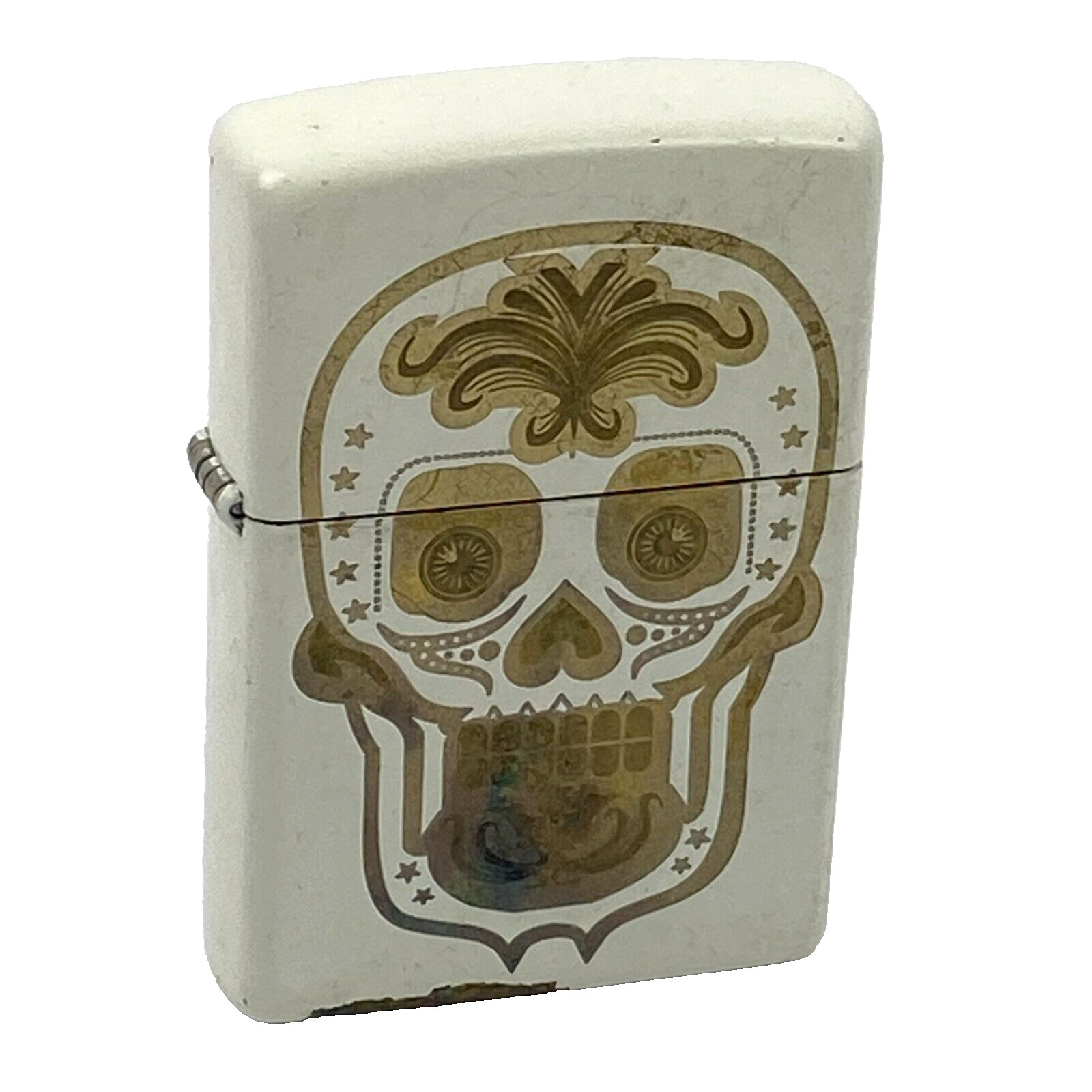 Zippo Lighter Sugar Skull White & Gold Day of the Dead Dia de los Muertos 2016 Zippo Lighter Sugar Skull White & Gold Day of the Dead Dia de los Muertos 2016