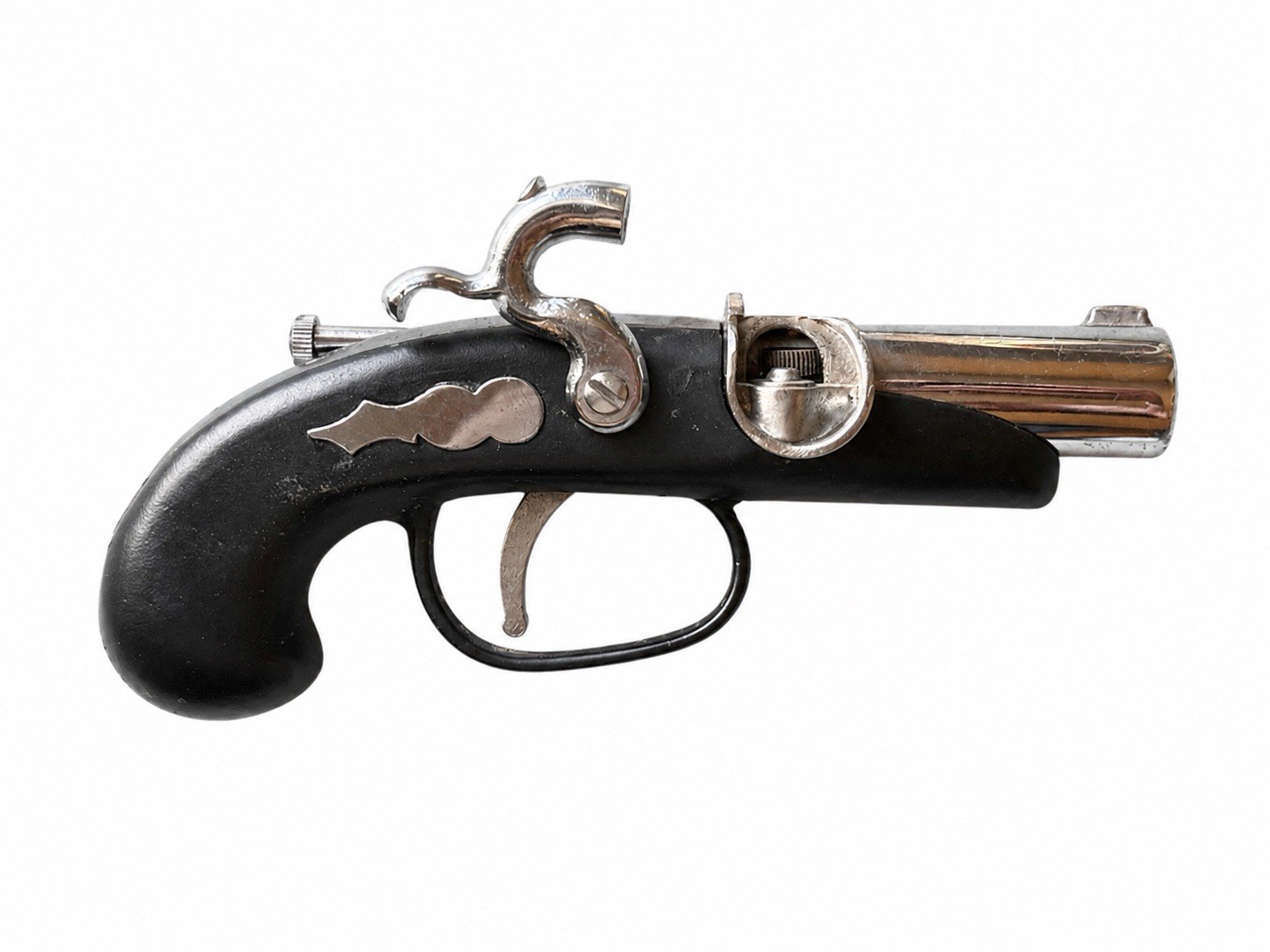 Vintage Mini Flintlock Pistol Cigarette Lighter Black Grip Japan PAT 204961 Vintage Mini Flintlock Pistol Cigarette Lighter Black Grip Japan PAT 204961
