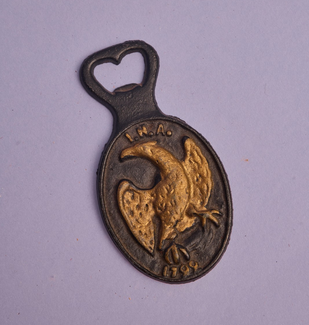 Cast Iron I.N.A. 1799 Bottle Opener Gold Eagle Insurance Company of N. America
