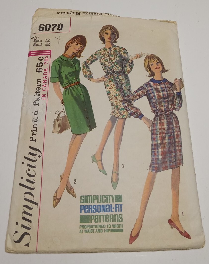 Simplicity\'s 1965 Personal Fit Sew Patterns #6079 Size 12 Simplicity\'s 1965 Personal Fit Sew Patterns #6079 Size 12