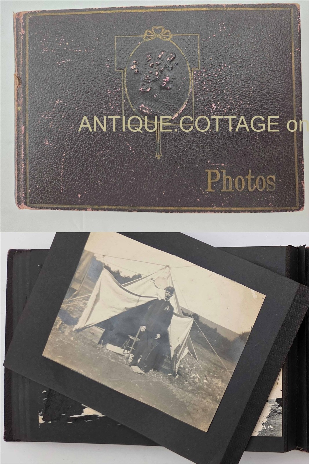 c1910 antique GAR? VETERANS ENCAMPMENT TENTS BAND gettysburg pa 18pc PHOTO ALBUM
