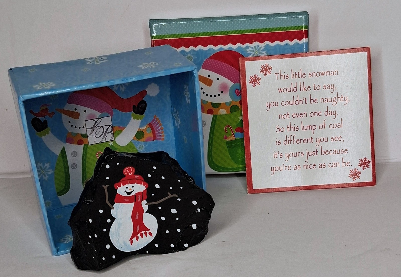 Christmas Lump of Coal  Painted* Santas Note*cute box* GREAT Stocking Stuffer