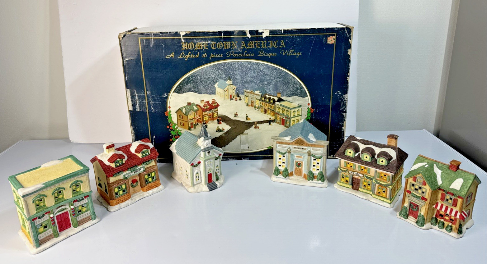 Vintage Home Town America Christmas Village — 6 Buildings (Partial Set) — 1993
