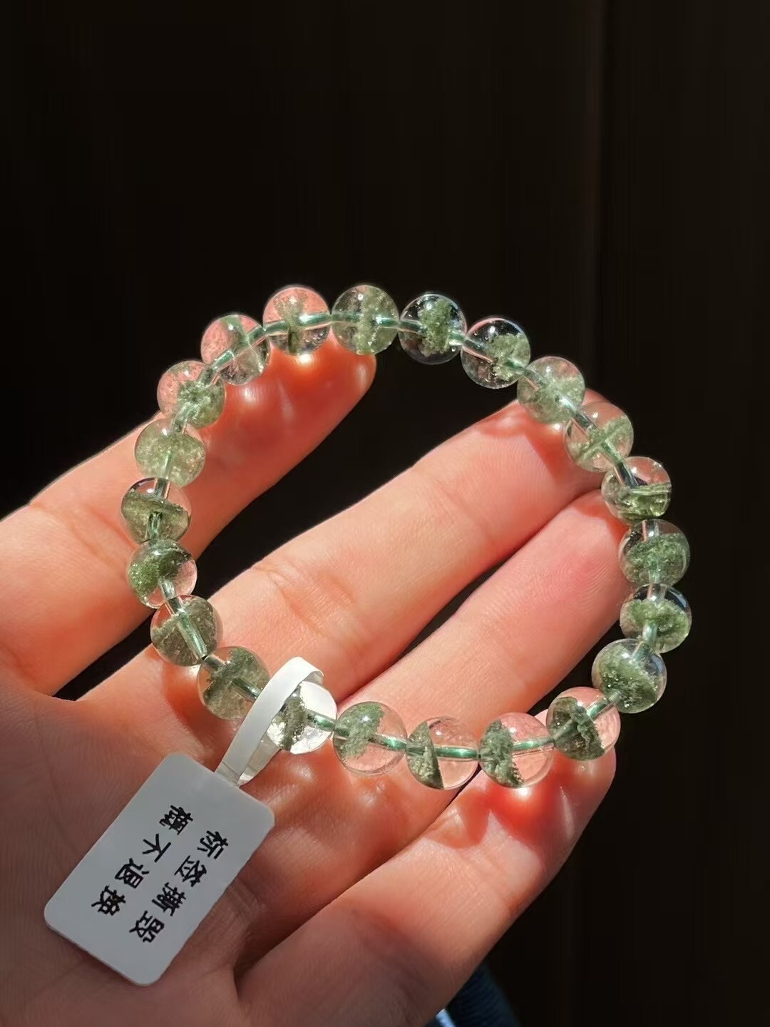 8.8mm A+++++ Top Natural Green Ghost Crystal Quartz Woman Bracelet GIFT Decor