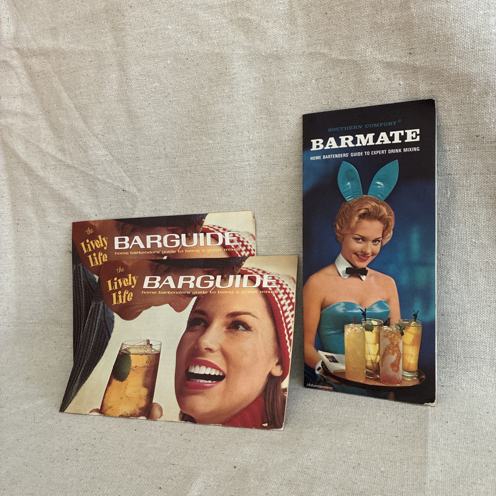 Vintage 1963 Playboy Southern Comfort BarMate Ad and 2 Barguide pamphlets