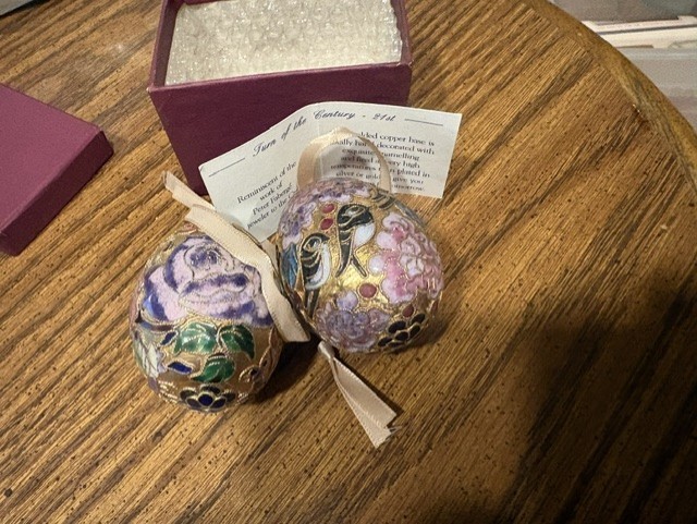 2 VTG Nyco International Enamel Egg Ornament Multicolor & Gold only one box 2 VTG Nyco International Enamel Egg Ornament Multicolor & Gold only one box