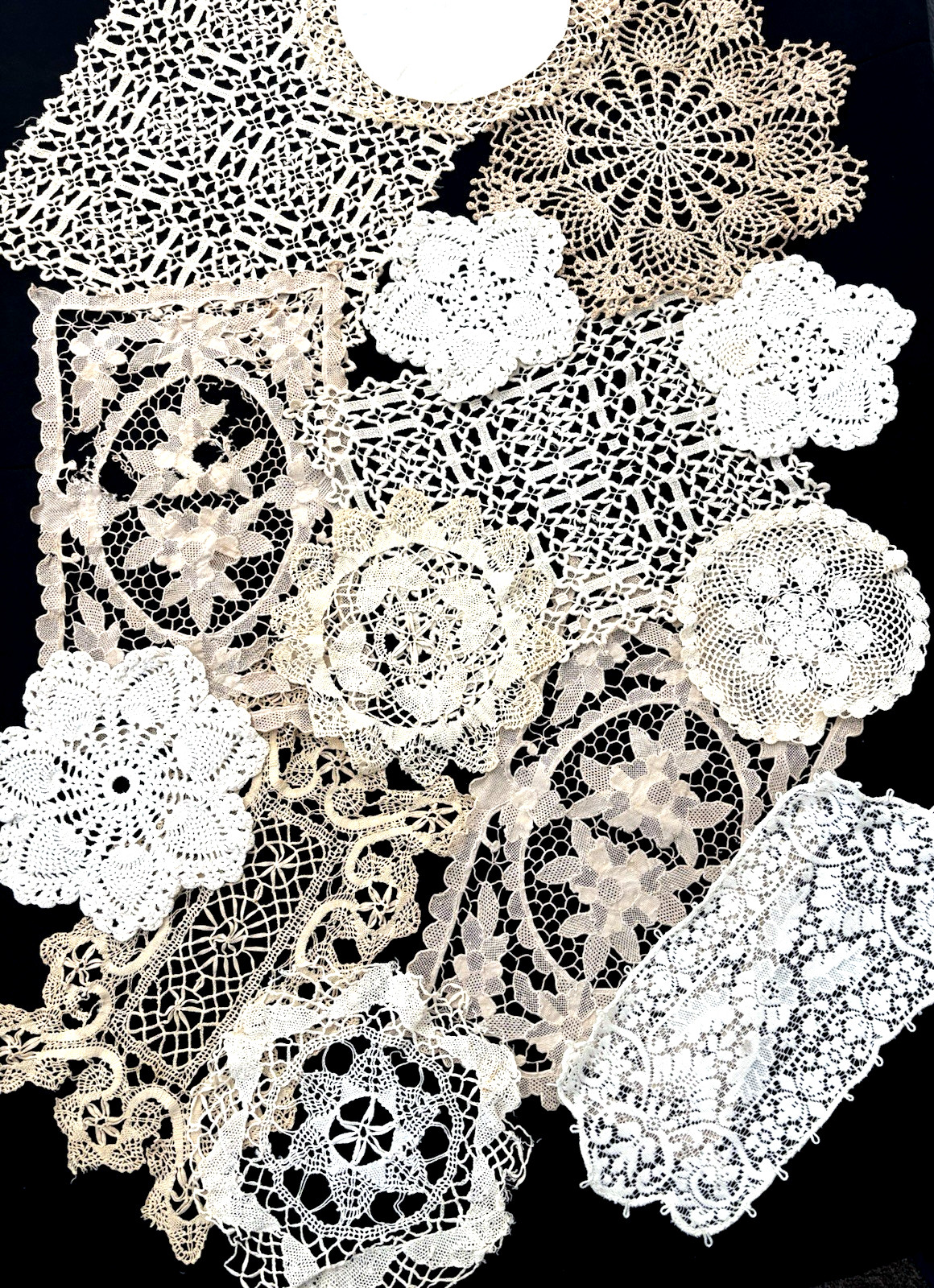 VTG LOT of 14 Doilies Hand Crochet Lacey Antique Placemats Doily Crafts Sewing