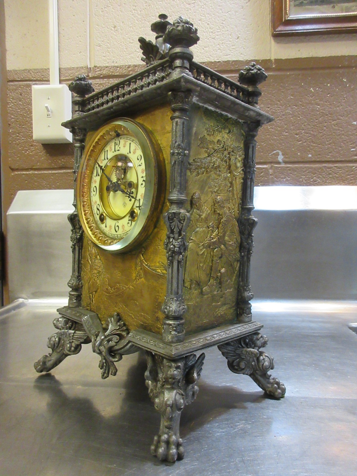 ANSONIA MANTLE CLOCK CRYSTAL REGULATOR WINGED GRIFFINS PROFUSELY ORNATE *1895* ANSONIA MANTLE CLOCK CRYSTAL REGULATOR WINGED GRIFFINS PROFUSELY ORNATE *1895*