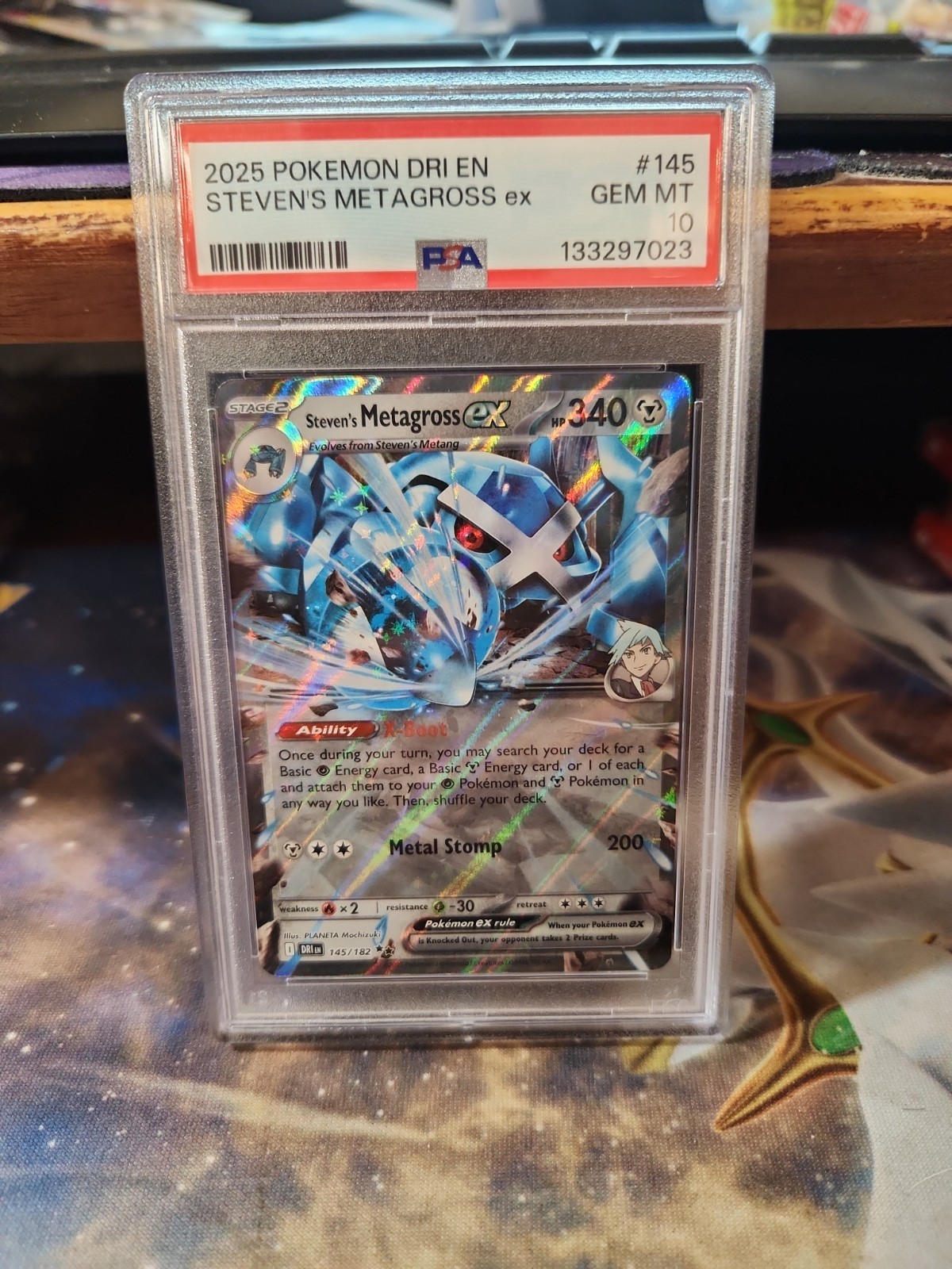 PSA 10 STEVEN'S METAGROSS EX 145/182 - DESTINED RIVALS RARE HOLO - GEM MINT