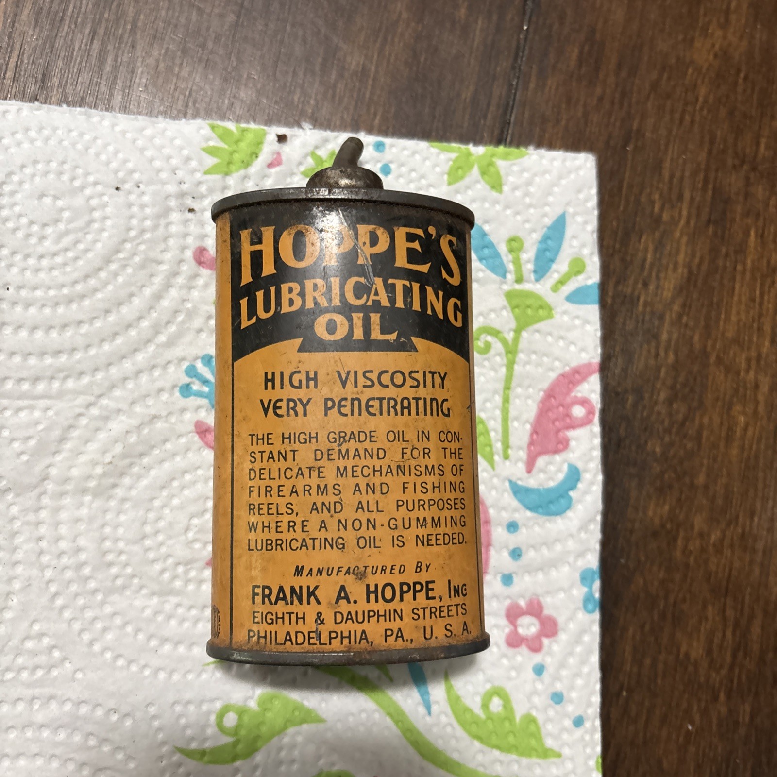 RARE Vintage HOPPE\'S LUBRICATING OIL Handy Oil CAN TIN Philadelphia PA USA RARE Vintage HOPPE\'S LUBRICATING OIL Handy Oil CAN TIN Philadelphia PA USA