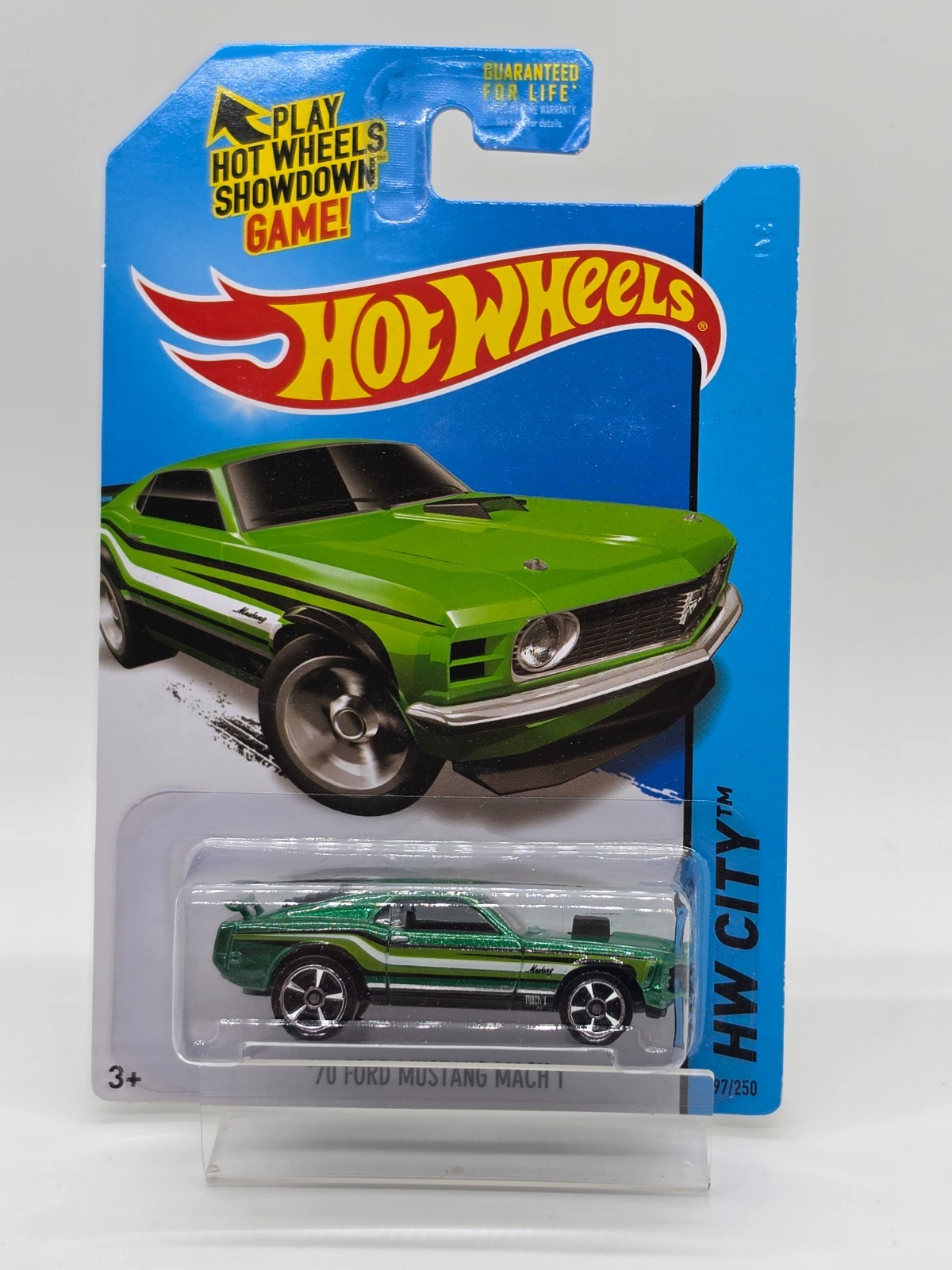 2014 Hot Wheels \'70 Ford Mustang Mach 1 Metallic Green HW City #97/250