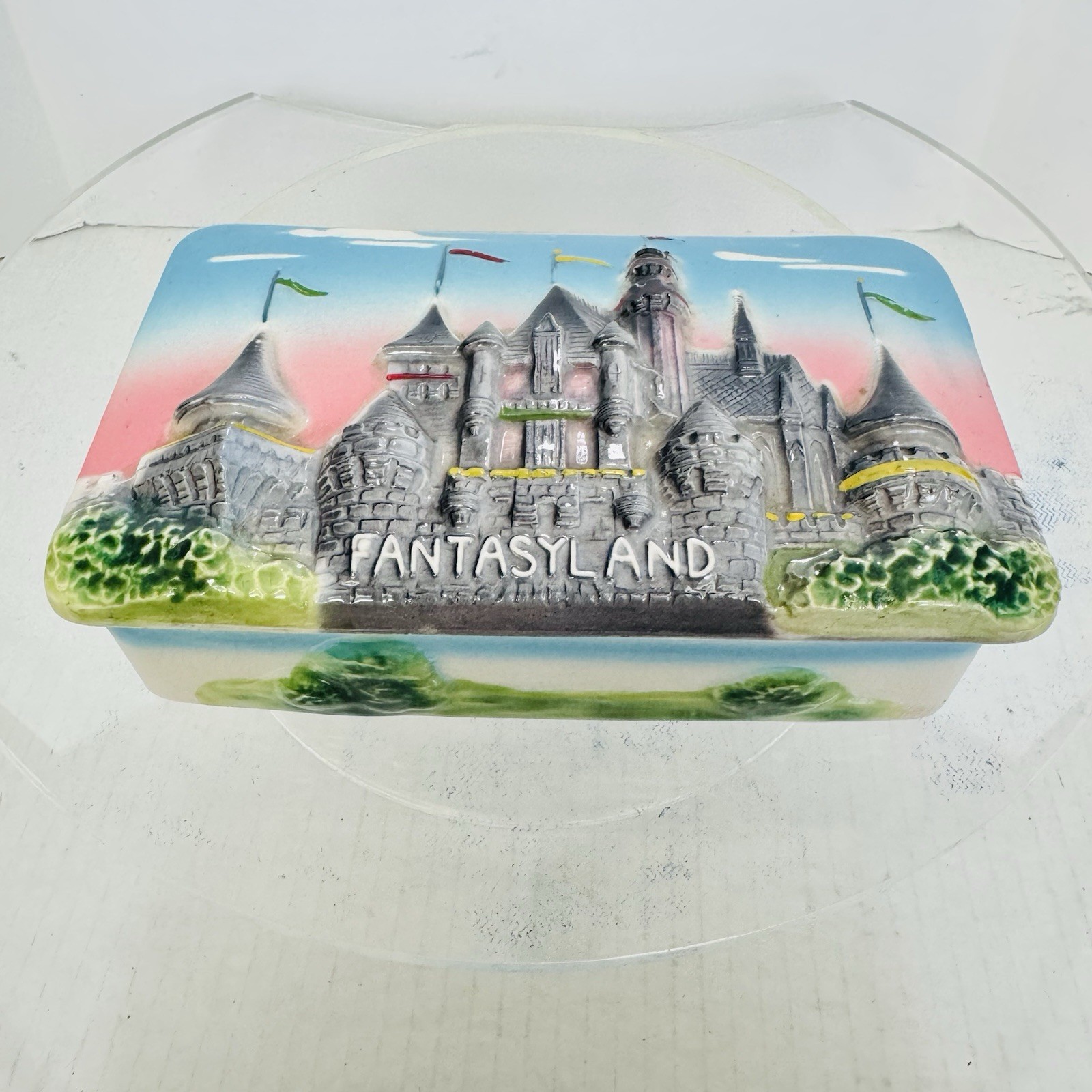 vintage 1950s Disneyland Fantasyland 3D ceramic trinket or cigarette box