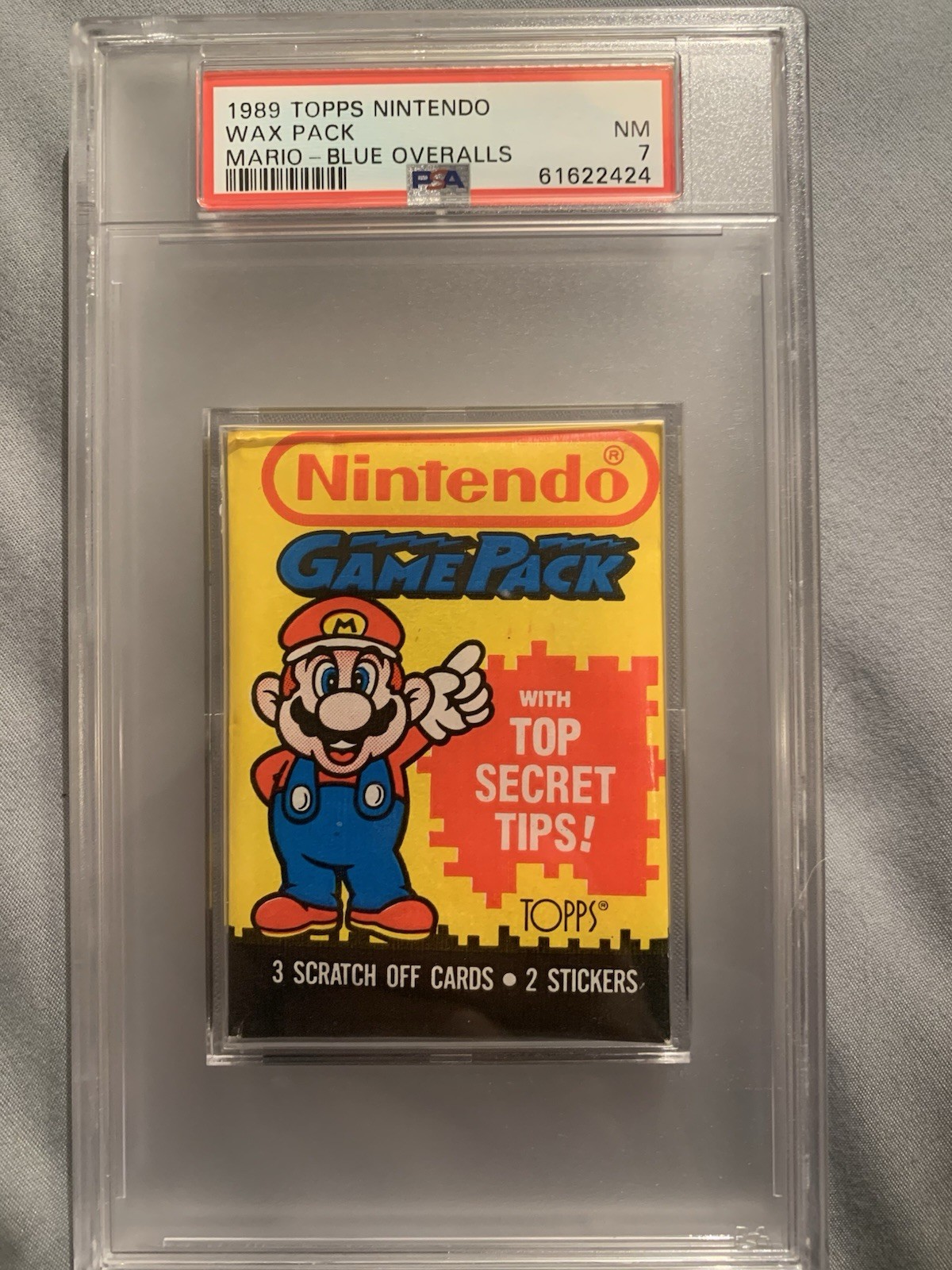 1989 Topps Nintendo Wax Pack Mario - Blue Overalls PSA 7 sealed pack