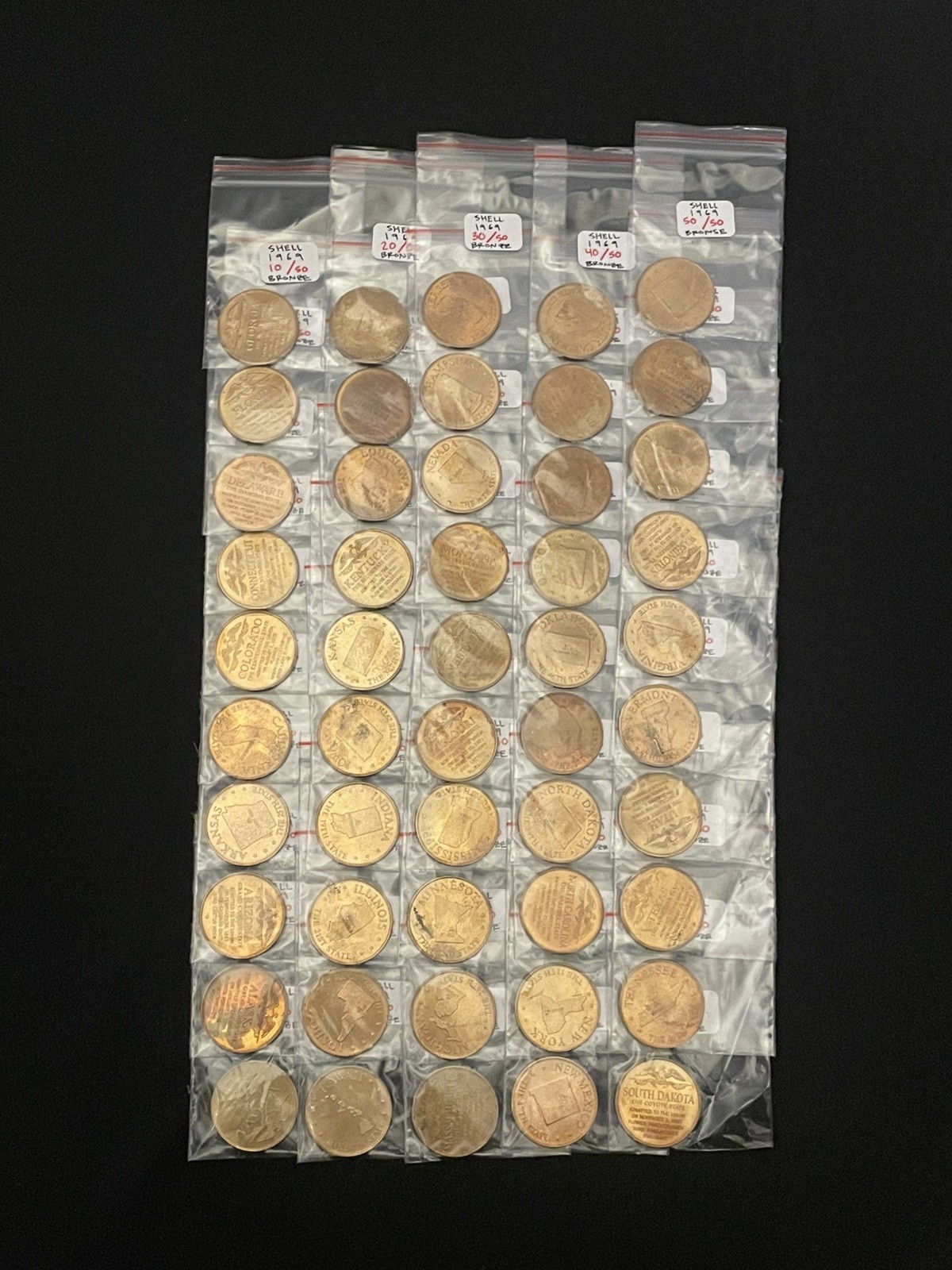 Shell Oil 1969 States of the Union Bronze Coin Set Complete 50- no display case